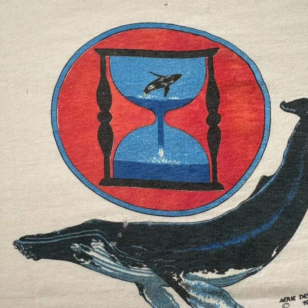 Vintage 80s Whale Nature T-Shirt Animal Wildlife Art Tee - Picture 4 of 6